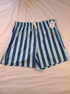 5B Style UPF20 Shorts Swim Wear Men's XXL Blue Stripped New